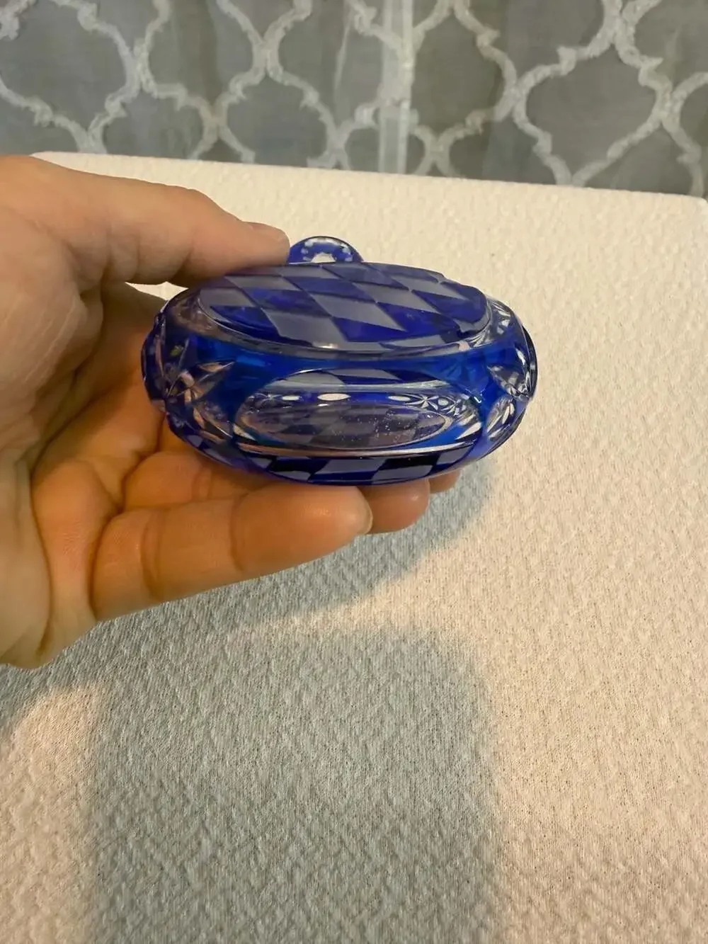 Bavarian Cobalt Blue Cut-to-Clear Small Crystal Bottle